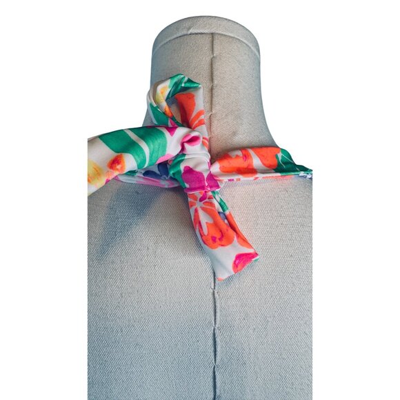 2/$30 NWT California Waves L Floral Halter Bikini Top Padded Double Tie Back - Picture 9 of 14